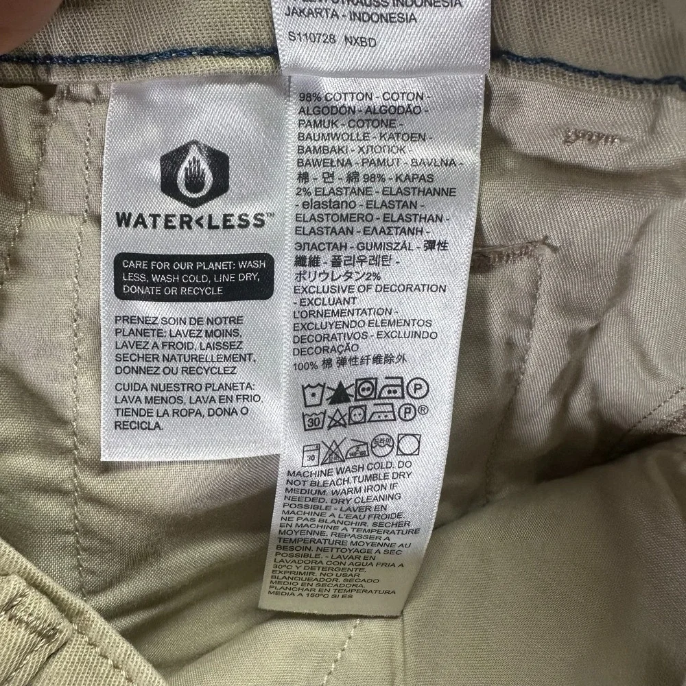 Levi's XX Pant Mens 29x28 Beige Cotton Chino Tapered Leg Business Preppy Stretch